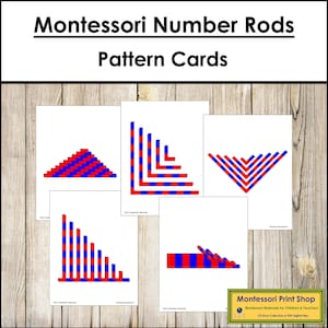 Aantal staven patroonkaarten - Montessori zintuiglijke activiteit - afdrukbare montessorikaarten - digitale download