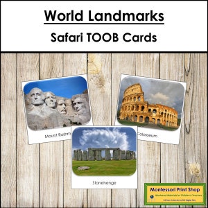 Welt Wahrzeichen Safari TOOB Karten - Montessori Karten zum Ausdrucken - Digitaler Download