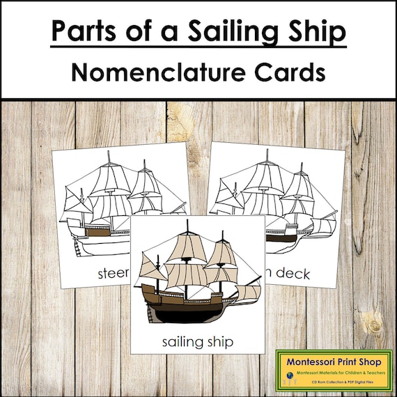 Parts of a Sailing Ship Nomenclature 3 part Cards Printable
