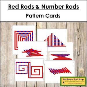 Bâtonnets rouges et numéros de bâtonnets - activité sensorielle Montessori - cartes Montessori imprimables - téléchargement numérique