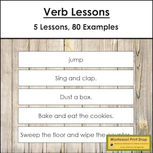 Leçons de verbes - grammaire Montessori - matériel Montessori imprimable - téléchargement numérique