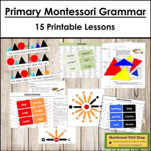 Paquete de gramática (codificado por colores) - Lenguaje Montessori Primario - Tarjetas Montessori Imprimibles - Descarga Digital
