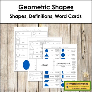 Tarjetas de emparejamiento de formas geométricas - Geometría primaria - Tarjetas Montessori imprimibles - Descarga digital