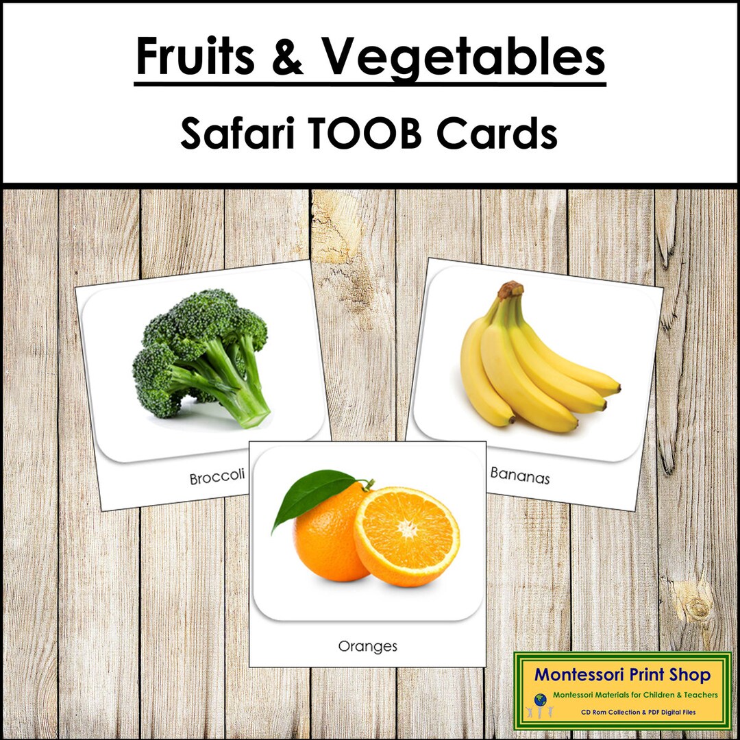 Fruits &amp; Vegetables Safari TOOB Cards Printable Montessori Cards ...