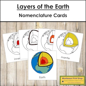 Layers of the Earth 3-Part Cards - Montessori Nomenclature - Science (Digital Download)