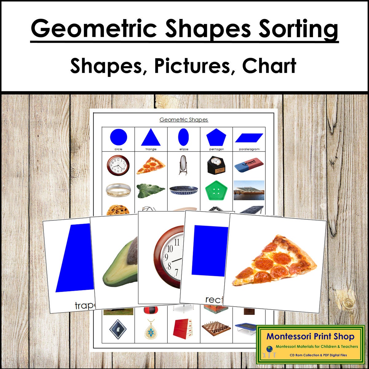 Geometric Shapes Sorting Cards & Chart Primary Geometry -  Portugal