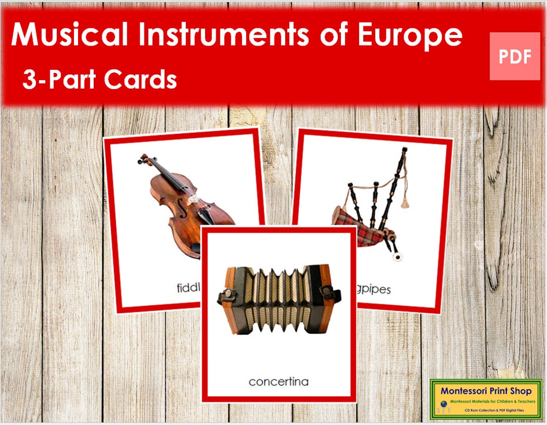 Musical Instruments of Europe colorcoded Continent Cards Etsy