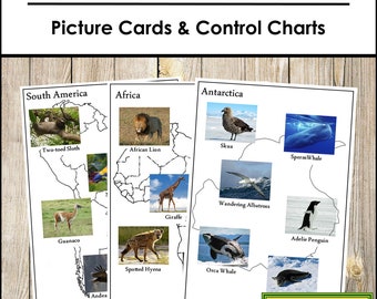 Animals of the Continents Set 1 - Montessori Geography & Zoology - Printable Montessori Materials - Digital Download
