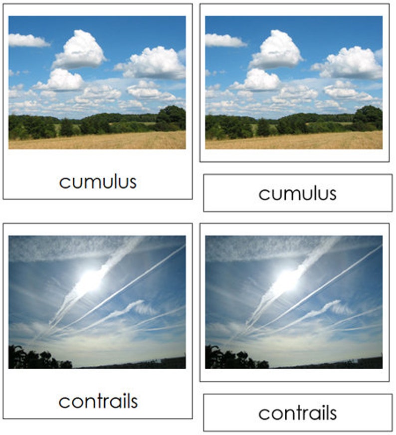Types of Clouds Nomenclature 3-part Cards - Montessori Meteorology ...