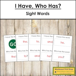 Juego "Yo tengo, quién tiene" - Palabras visuales - Lenguaje - Materiales Montessori imprimibles - Descarga digital