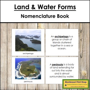 Land & Water Forms Photo Book - Montessori Geography - Printable Montessori Materials - Digital Download