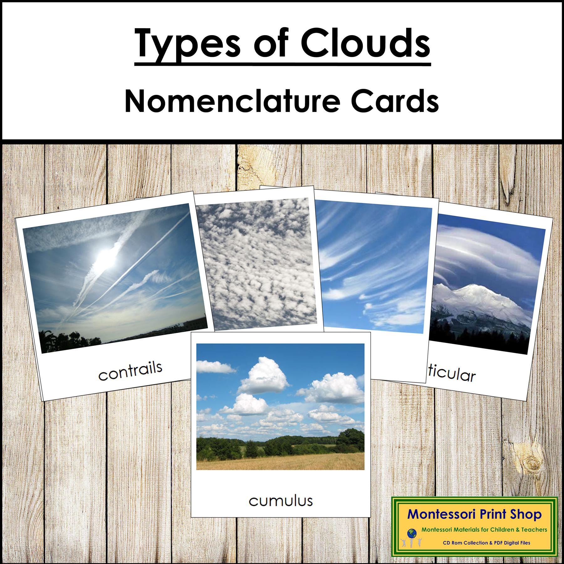 Types of Clouds Nomenclature 3-part Cards - Montessori Meteorology ...