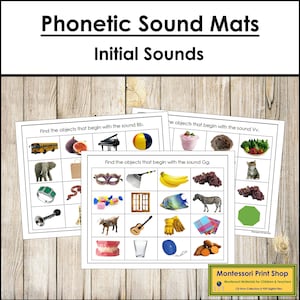 Tappetini da gioco sonori fonetici - Lingua Montessori - Materiali Montessori stampabili - Download digitale