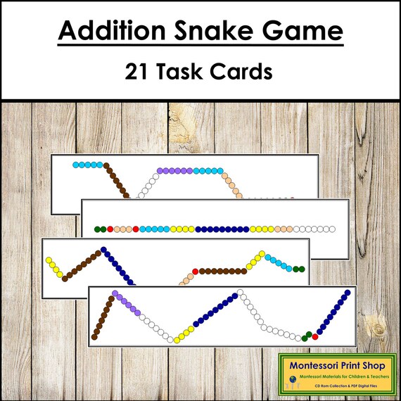 Montessori Math Addition Snake Game Cards (Numeral Version) for Facts –  JRMontessori