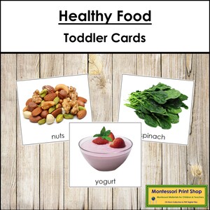 Cartes d'aliments sains - matériel Montessori imprimable pour tout-petits - téléchargement numérique