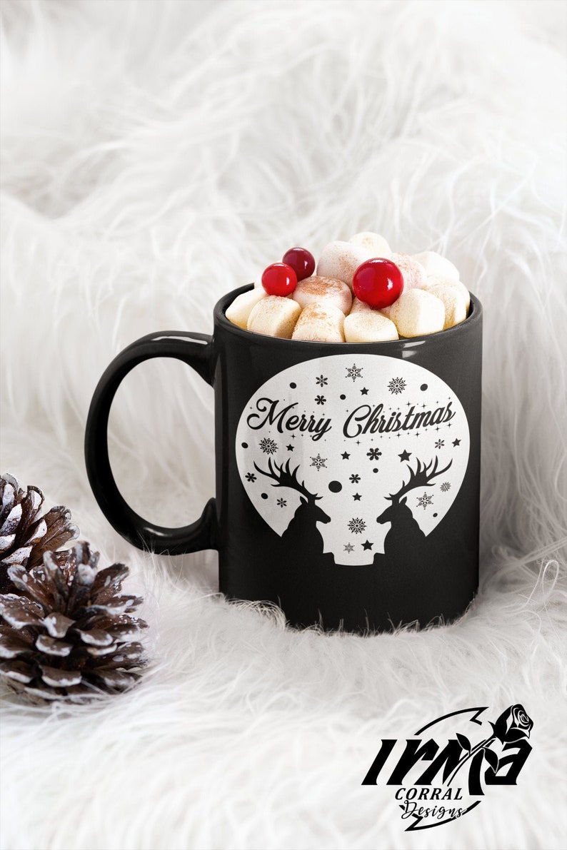 Silohouette Eps |Svg |Png |Dxf MERRY CHRISTMAS MOON Pdf Christmas Cricut Merry Christmas Reindeer Moon Svg