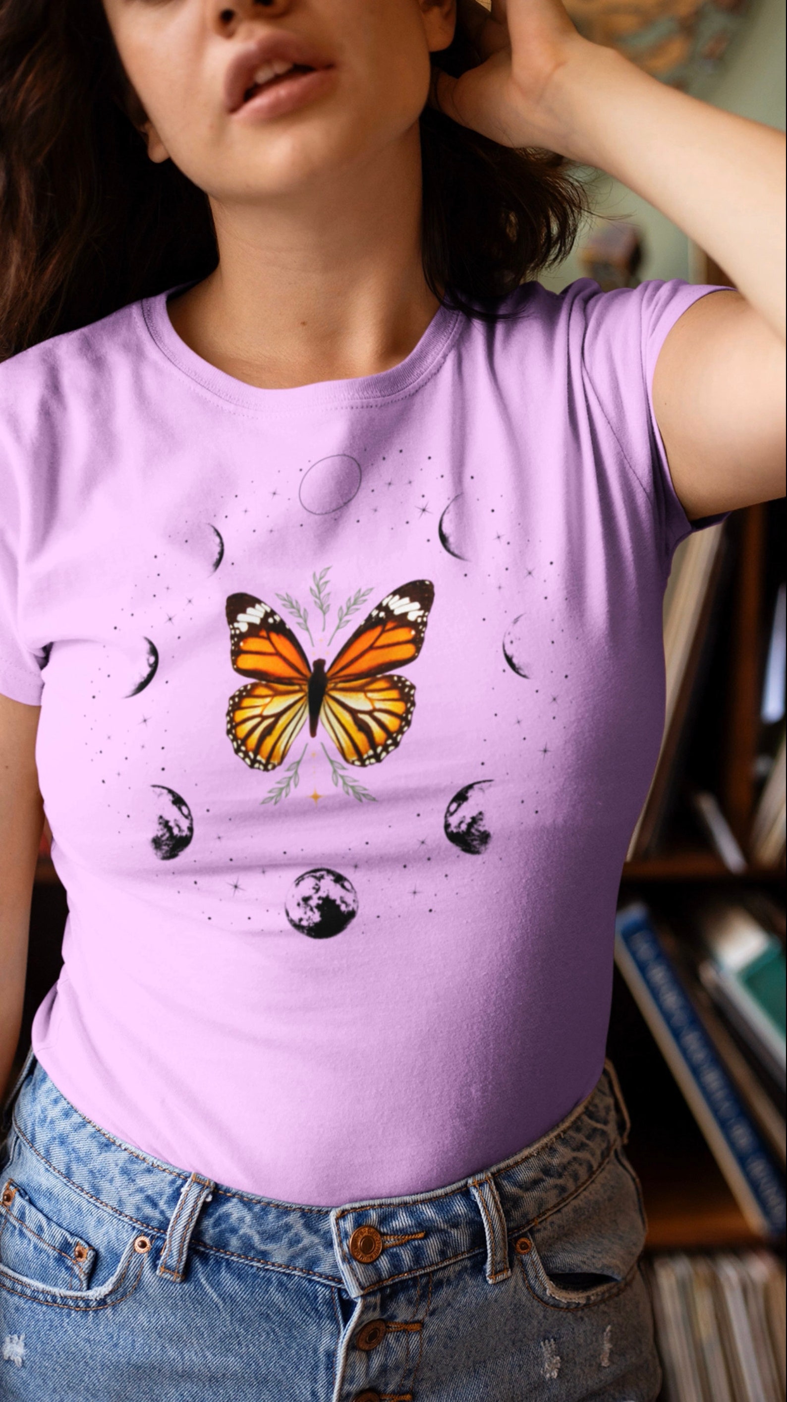 Moon Shirt Celestial Shirt Butterfly Shirt Butterfly Tee | Etsy