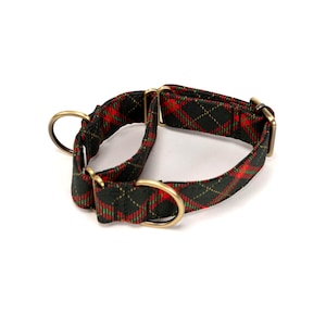 Martingale Dog Collar Premium Comfort Organic Cotton Adjustable Martingale Puppy Collar Christmas Plaid Color