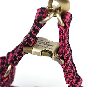 Engraved Step In Dog Harness Organic Cotton Full Sizes Personalized Pet Harness Name Address Number For Everyday Walking Shepherd Fuschia