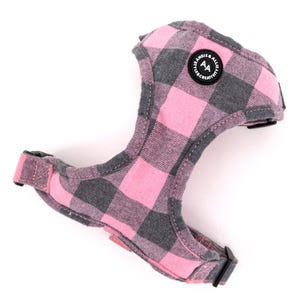 Pure Cotton Dog Harness Full Sizes Vest Pet Harness For Everyday Walking Plaid Pink Color