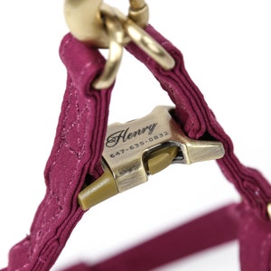 Engraved Step In Dog Harness Organic Cotton Full Sizes Personalized Pet Harness Name Address Number For Everyday Walking Wine Color