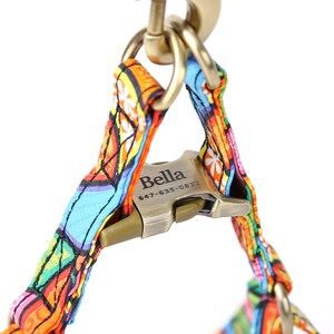 Engraved Step In Dog Harness Organic Cotton Full Sizes Personalized Pet Harness Name Address Number For Everyday Walking Dream Fantasy