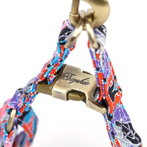 Engraved Step In Dog Harness Organic Cotton Full Sizes Personalized Pet Harness Name Address Number For Everyday Walking Fantasy Color