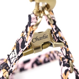 Engraved Step In Dog Harness Organic Cotton Full Sizes Personalized Pet Harness Name Address Number For Everyday Walking Leopard Color
