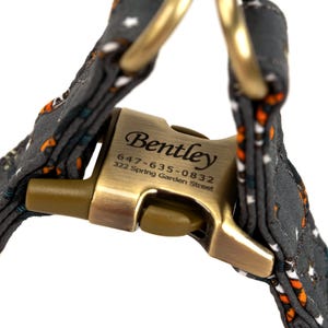 Engraved Step In Dog Harness Organic Cotton Full Sizes Personalized Pet Harness Name Address Number For Everyday Walking Guitar Color