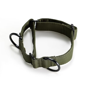 Martingale Dog Collar Premium Comfort Organic Cotton Adjustable Martingale Puppy Collar Military Green Color