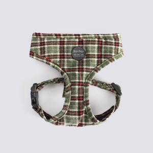Organic Cotton Dog Harness Black Hardware Full Sizes Vest Pet Harness For Everyday Walking MacPherson Hunting Green