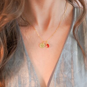 Birth Flower Necklace - Birthstone Necklace - Dainty Necklace - Gifts for Mom - Bridesmaid Gifts