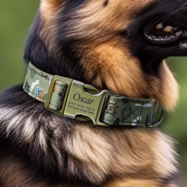Engraved Dog Collar Personalized With Name Address Number Text Cotton Pet Collar customizable Puppy collar Supernatural Color