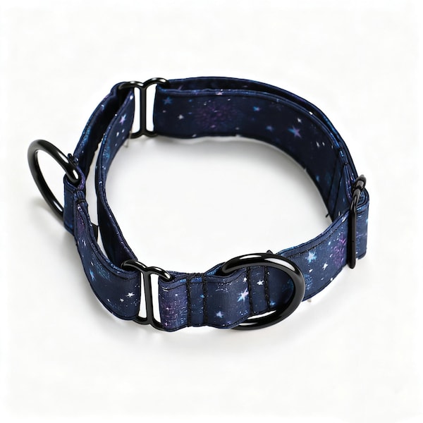 Martingale Dog Collar Premium Comfort Organic Cotton Adjustable Martingale Puppy Collar Galaxy Stars Color