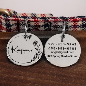 Engraved Double-Side Birth Month Personalized Dog Tag Hand Polished Puppy Collar Tag Engraved ID Tag Cat ID