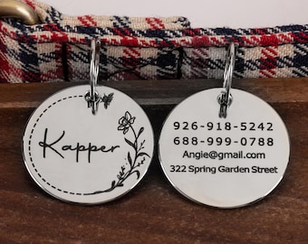 Engraved Double-Side Birth Month Personalized Dog Tag Hand Polished Puppy Collar Tag Engraved ID Tag Cat ID