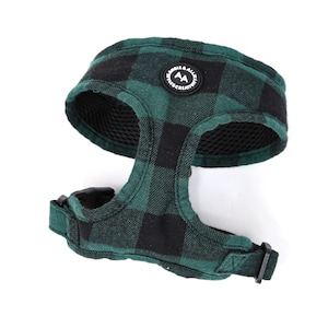 Pure Cotton Dog Harness Full Sizes Vest Pet Harness For Everyday Walking Plaid Green Color