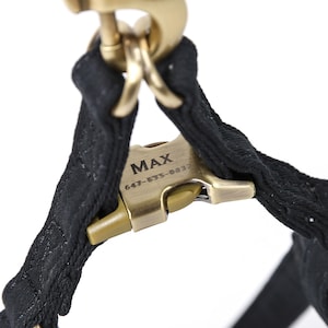 Engraved Step In Dog Harness Organic Cotton Full Sizes Personalized Pet Harness Name Address Number For Everyday Walking Black Color
