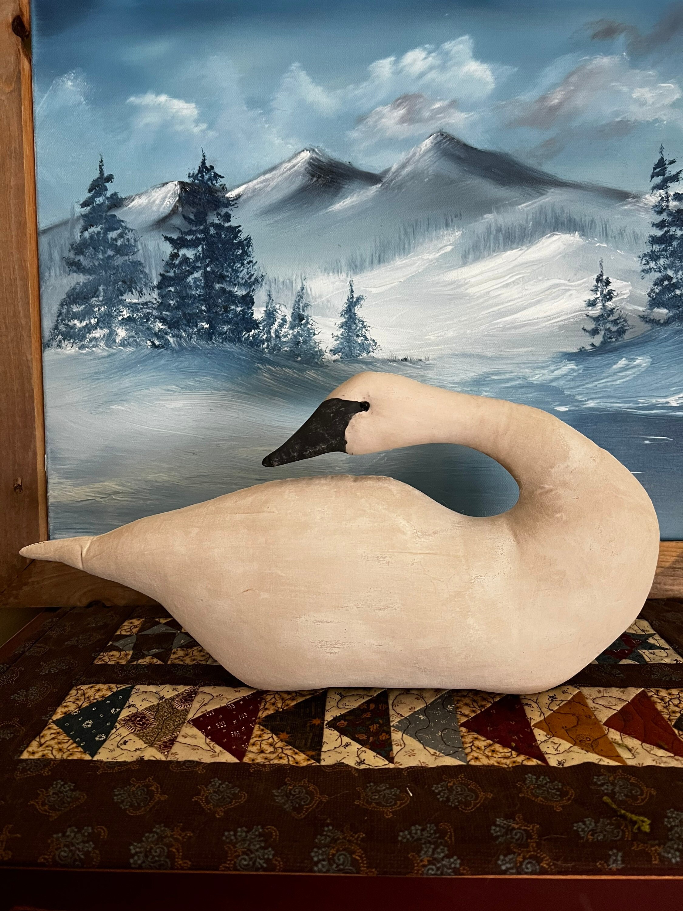 Handmade Swan Folk Art Decor, Farmhouse Mantle Sitter, This Swan is ...