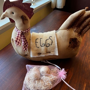 Farmhouse hen doll, farmhouse decor, chicken decor, handmade dolls, folk art, country decor, chickens