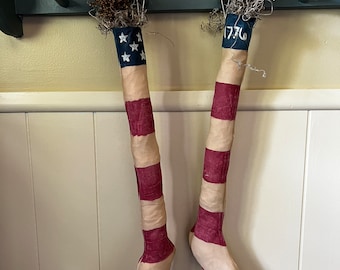 Primitive stockings, 1776 decor, Americana decor, folk art, handmade primitives , Americana,