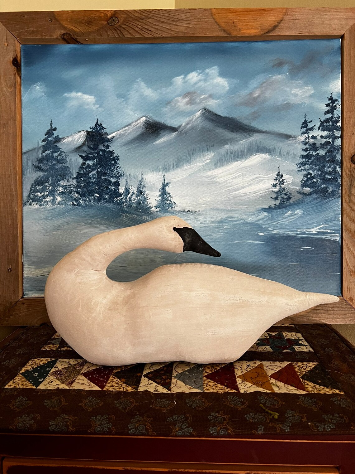 Handmade Swan Folk Art Decor, Farmhouse Mantle Sitter, This Swan is ...