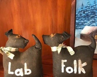 Lab Folk set of two, dogs, shelf sitter