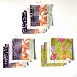 Set of 4 Handmade Double-Sided Fabric Coasters | Washable & Reusable | Square Cotton Coasters | Japanese | Gift Eco | Tea Coffee | Tableware