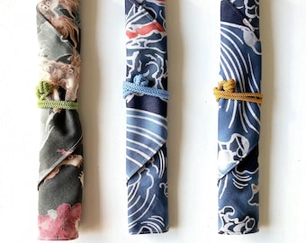 Japanischer Stoff Stäbchen Etui | Tragbares Besteck, Wiederverwendbare Strohhalme