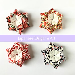 Un lot de 4 boîtes origami étoiles, fait main, boîte-cadeau, papier japonais washi, chiyogami, cadeau d'anniversaire, cadeau d'anniversaire, cadeau de mariage