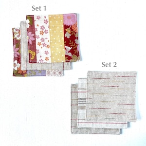 Set of 3 Handmade Double-Sided Fabric Coasters | Washable & Reusable | Square Cotton Coasters | Japanese | Gift Eco | Tea Coffee | Tableware