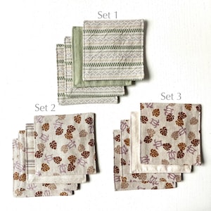 Set of 4 Handmade Double-Sided Fabric Coasters | Washable & Reusable | Square Cotton Coasters | Japanese | Gift Eco | Tea Coffee | Tableware