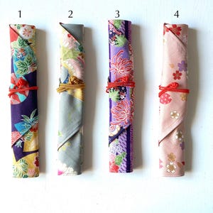 Estuche para palillos chinos / Estuche para cubiertos / Estuche con pajita reutilizable / Telas con estampados japoneses / Portátil / Ecológico / Reutilizable / Lavable / Con bento
