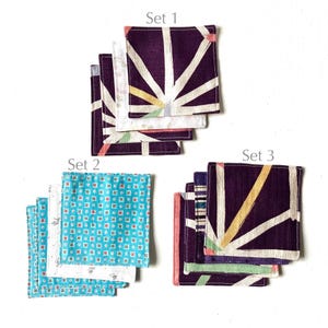 Set of 4 Handmade Double-Sided Fabric Coasters | Washable & Reusable | Square Cotton Coasters | Japanese | Gift Eco | Tea Coffee | Tableware
